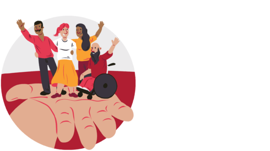 An illustration of a happy team.