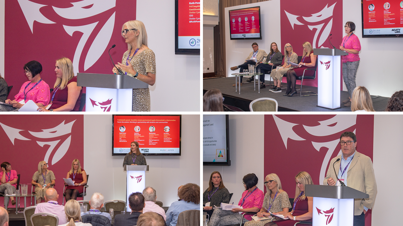 Panellists speaking on stage at the One Big conference.