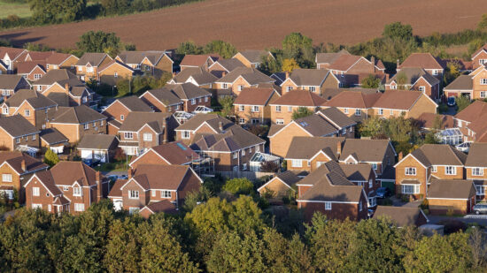 Aerial view of houses