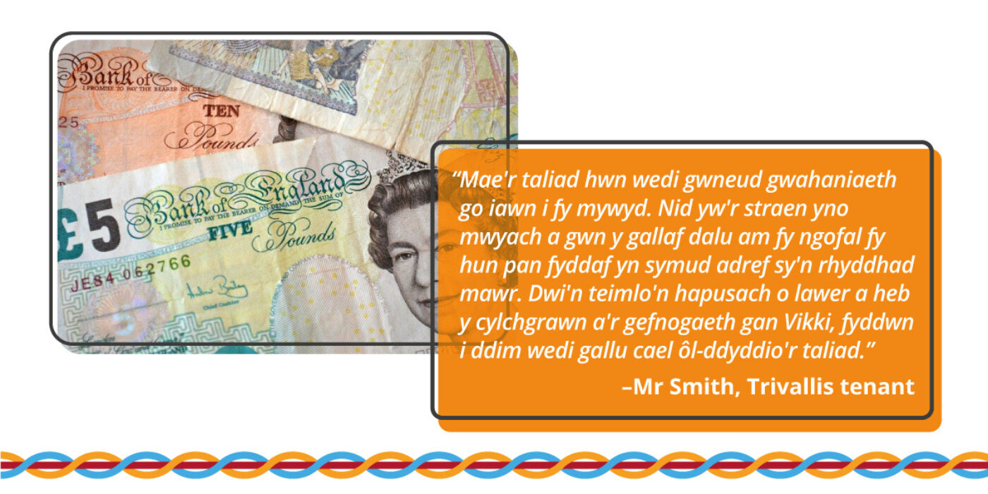 Tenant yn arbed miloedd o bunnoedd diolch i gyngor